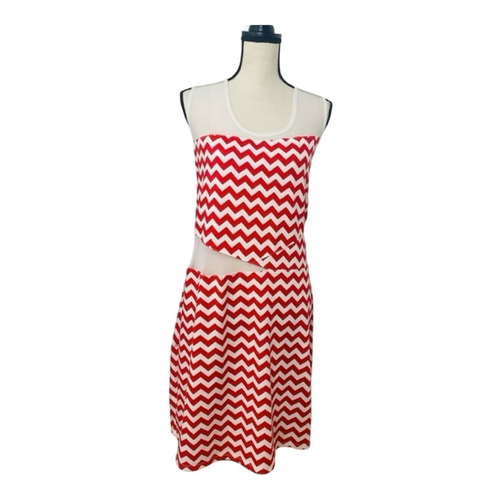 Lucy Diamond Zig Zag Print Women Red and White Dress. Sz 3X